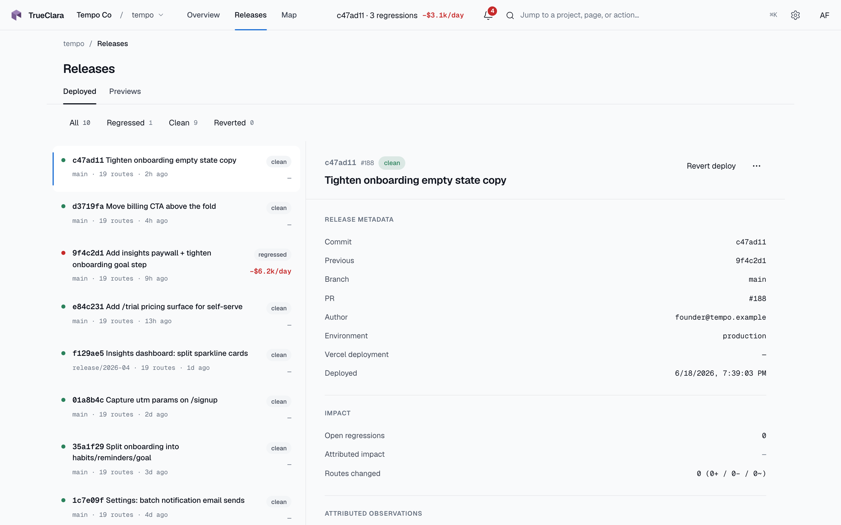 Deploys List (THEME (light))